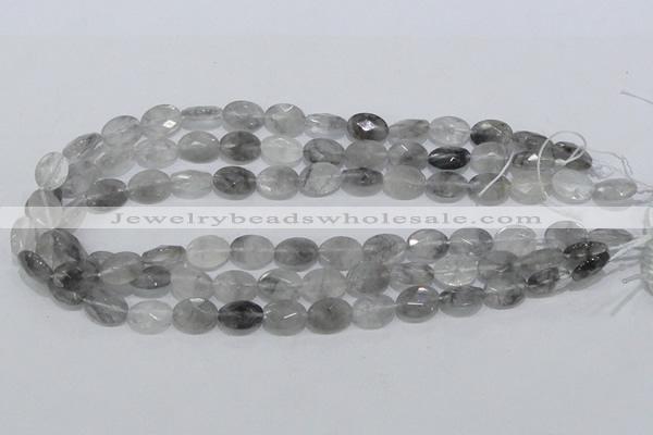 CCQ153 15.5 inches 10*14mm faceted oval cloudy quartz beads wholesale