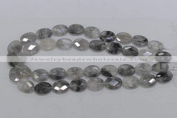 CCQ155 15.5 inches 15*20mm faceted oval cloudy quartz beads wholesale