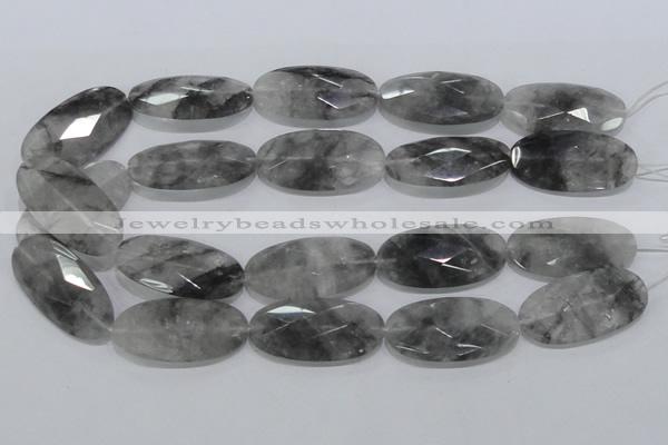 CCQ158 15.5 inches 20*40mm faceted oval cloudy quartz beads wholesale