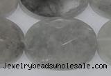 CCQ160 15.5 inches 25*35mm faceted oval cloudy quartz beads wholesale