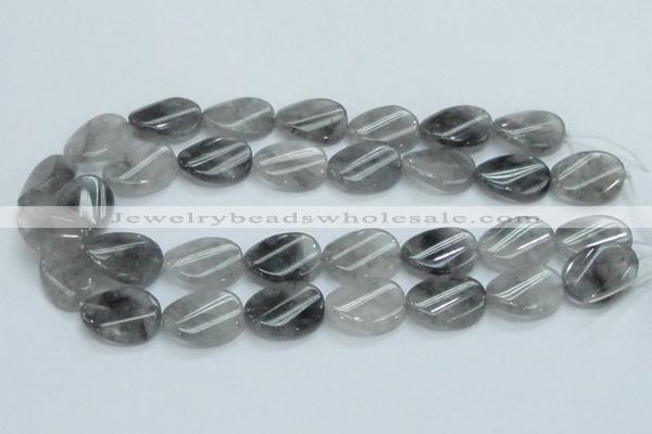 CCQ161 15.5 inches 20*25mm twisted oval cloudy quartz beads wholesale