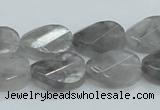 CCQ164 15.5 inches 13*18mm twisted & faceted oval cloudy quartz beads