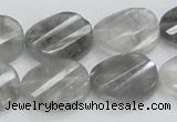 CCQ165 15.5 inches 12*20mm twisted & faceted oval cloudy quartz beads