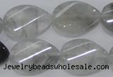 CCQ170 15.5 inches 18*25mm twisted flat teardrop cloudy quartz beads