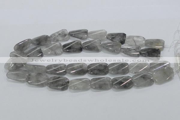 CCQ182 15.5 inches 18*25mm twisted rectangle cloudy quartz beads