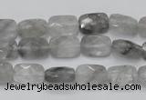 CCQ185 15.5 inches 8*12mm faceted rectangle cloudy quartz beads