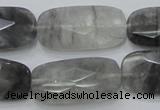 CCQ190 15.5 inches 15*30mm faceted rectangle cloudy quartz beads