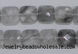 CCQ199 15.5 inches 12*12mm faceted square cloudy quartz beads