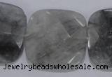 CCQ201 15.5 inches 30*30mm faceted square cloudy quartz beads