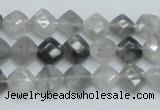 CCQ207 15.5 inches 8*8mm faceted diamond cloudy quartz beads