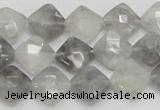 CCQ208 15.5 inches 10*10mm faceted diamond cloudy quartz beads