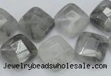 CCQ210 15.5 inches 15*15mm faceted diamond cloudy quartz beads