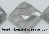 CCQ212 15.5 inches 30*30mm faceted diamond cloudy quartz beads