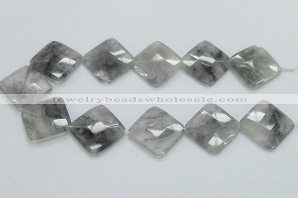 CCQ212 15.5 inches 30*30mm faceted diamond cloudy quartz beads