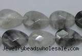 CCQ213 15.5 inches 13*18mm faceted flat teardrop cloudy quartz beads