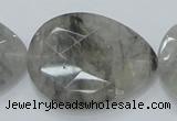 CCQ215 15.5 inches 30*40mm faceted flat teardrop cloudy quartz beads