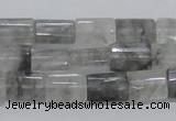 CCQ219 15.5 inches 10*15mm faceted & flat column cloudy quartz beads