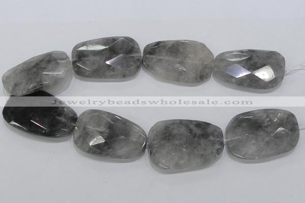 CCQ232 15.5 inches 35*50mm faceted freeform cloudy quartz beads