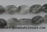 CCQ248 15.5 inches 10*14mm twisted oval cloudy quartz beads wholesale