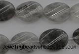 CCQ250 15.5 inches 15*20mm twisted oval cloudy quartz beads wholesale