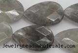 CCQ270 15.5 inches 20*30mm faceted flat teardrop cloudy quartz beads