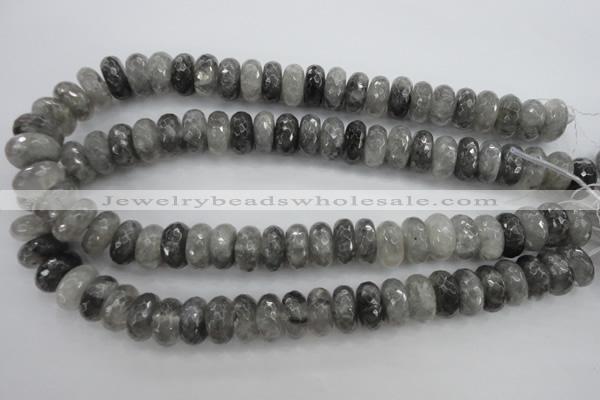 CCQ285 15.5 inches 8*16mm faceted rondelle cloudy quartz beads