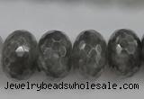 CCQ287 15.5 inches 12*18mm faceted rondelle cloudy quartz beads