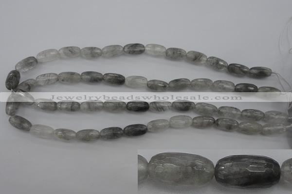 CCQ291 15.5 inches 8*16mm faceted rice cloudy quartz beads