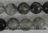 CCQ315 15.5 inches 14mm faceted round cloudy quartz beads wholesale