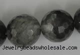 CCQ319 15.5 inches 22mm faceted round cloudy quartz beads wholesale