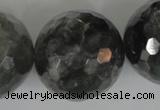 CCQ321 15.5 inches 30mm faceted round cloudy quartz beads wholesale