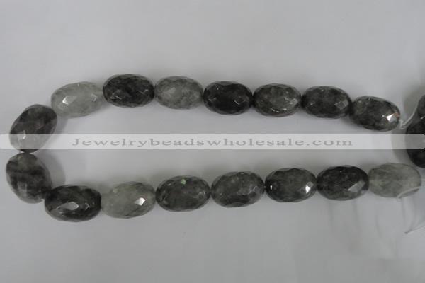 CCQ352 15.5 inches 18*25mm faceted rice cloudy quartz beads wholesale