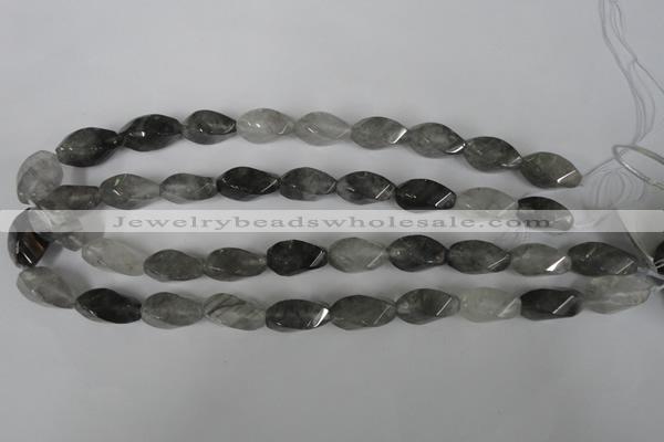 CCQ358 15.5 inches 10*20mm twisted rice cloudy quartz beads wholesale