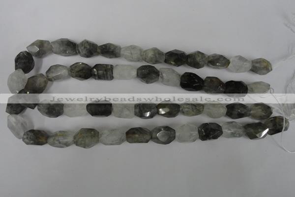 CCQ365 15.5 inches 12*16mm faceted nuggets cloudy quartz beads wholesale