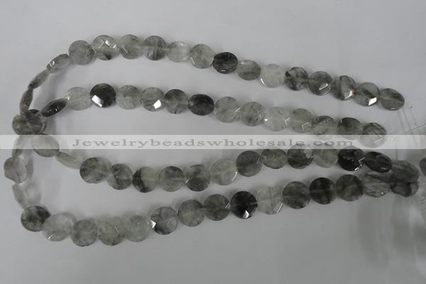 CCQ464 15.5 inches 12mm faceted coin cloudy quartz beads wholesale