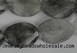 CCQ480 15.5 inches 18*25mm twisted & faceted oval cloudy quartz beads