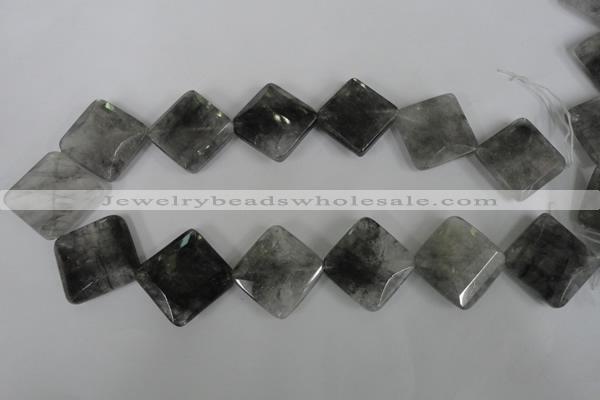 CCQ488 15.5 inches 25*25mm faceted diamond cloudy quartz beads