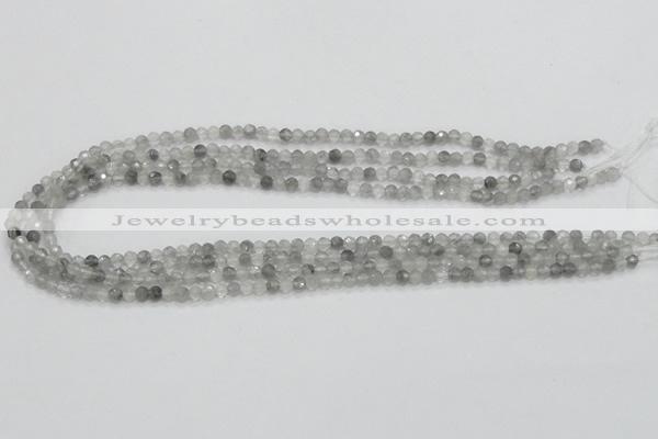 CCQ57 15.5 inches 4mm faceted round cloudy quartz beads wholesale