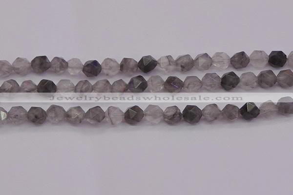 CCQ573 15.5 inches 10mm faceted nuggets cloudy quartz beads