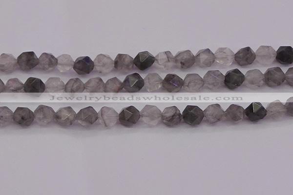 CCQ574 15.5 inches 12mm faceted nuggets cloudy quartz beads