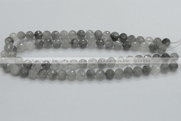 CCQ60 15.5 inches 10mm faceted round cloudy quartz beads wholesale