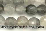 CCQ600 15 inches 6mm faceted round cloudy quartz beads