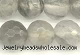 CCQ602 15 inches 10mm faceted round cloudy quartz beads