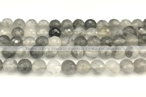 CCQ603 15 inches 12mm faceted round cloudy quartz beads