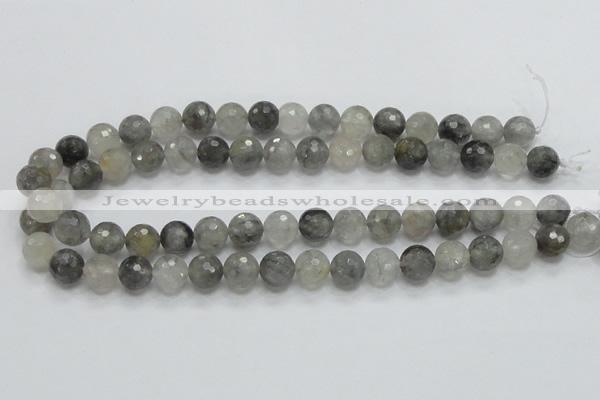 CCQ61 15.5 inches 12mm faceted round cloudy quartz beads wholesale