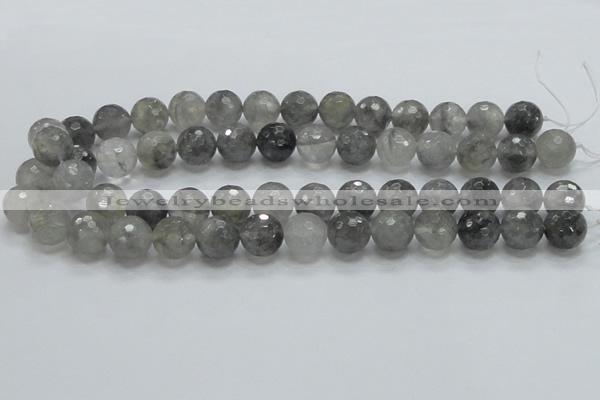 CCQ62 15.5 inches 14mm faceted round cloudy quartz beads wholesale