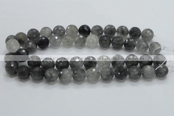 CCQ63 15.5 inches 16mm faceted round cloudy quartz beads wholesale