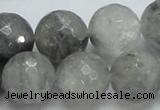 CCQ64 15.5 inches 18mm faceted round cloudy quartz beads wholesale