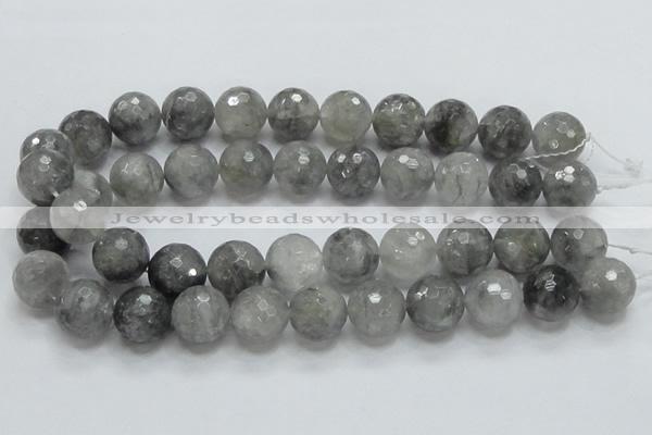 CCQ64 15.5 inches 18mm faceted round cloudy quartz beads wholesale