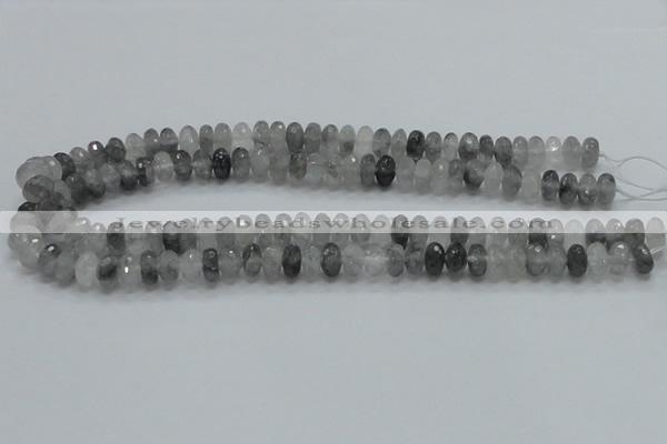 CCQ74 15.5 inches 7*10mm faceted rondelle cloudy quartz beads wholesale